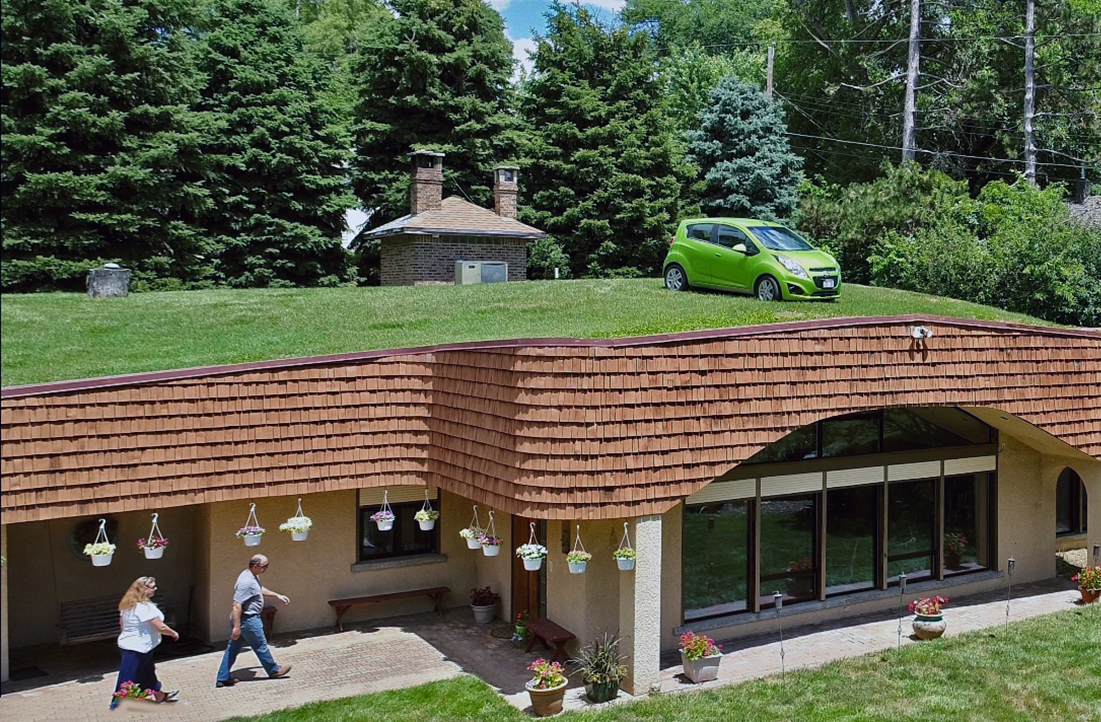 Underground dome house stays warm in Omaha winters